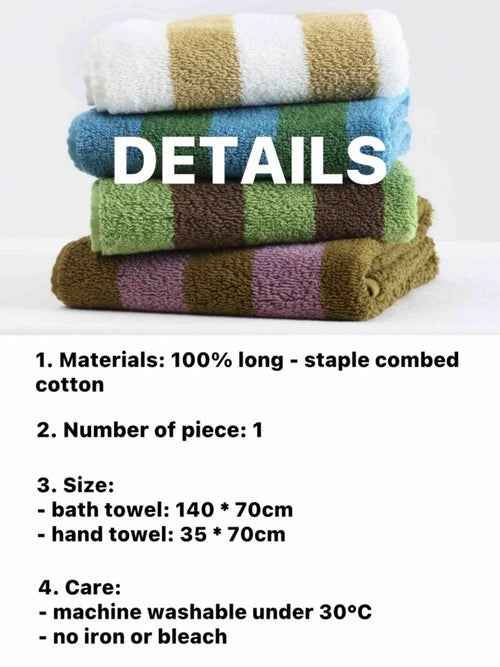 Ultra Soft Absorbent Retro Stripe Bath Towel - 100% Organic Premium